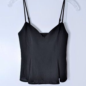 ZARA black cropped cotton v neck tank top
